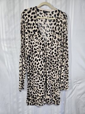 Torrid Beige and Black Leopard Print Long Cardigan Size 3